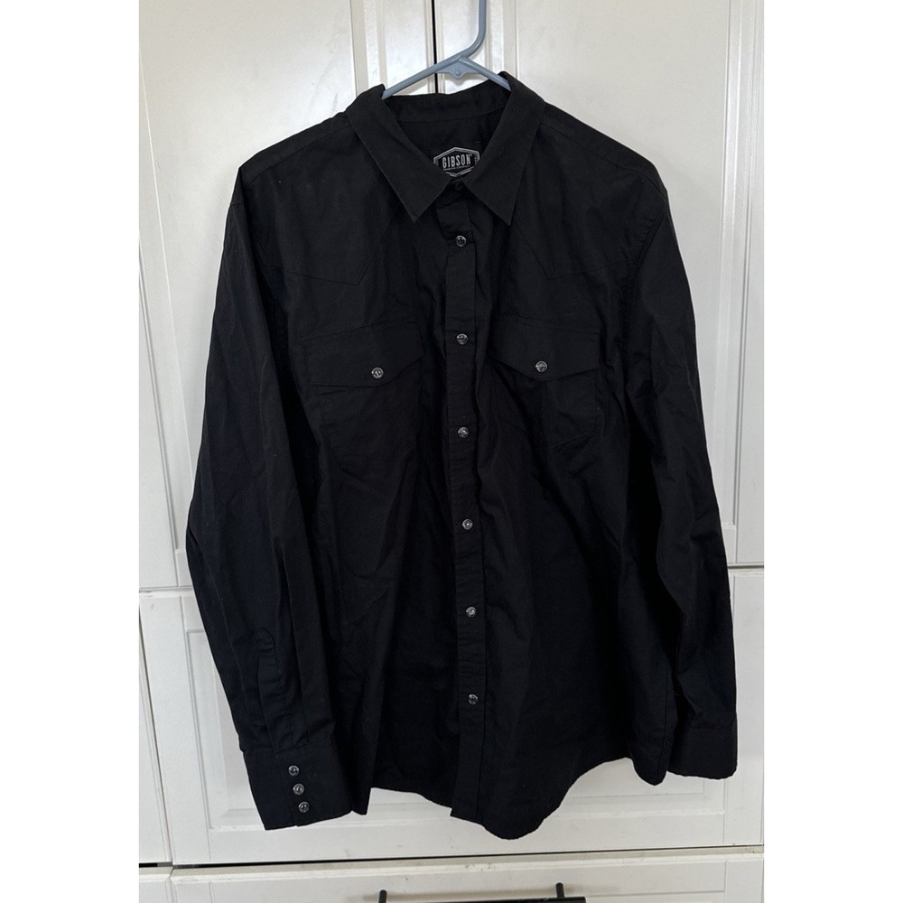 Gibson Trading Shirt Mens XL Western Cowboy Pearl Snap Black Long Sleeve